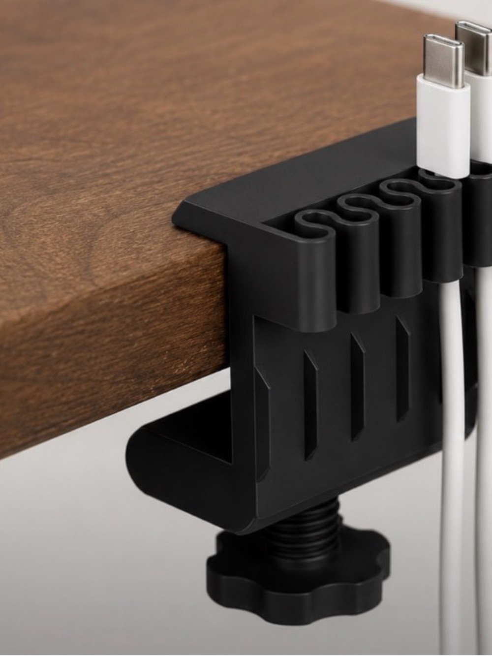 Black Clamp-On Cable Organizer with Multiple Slots